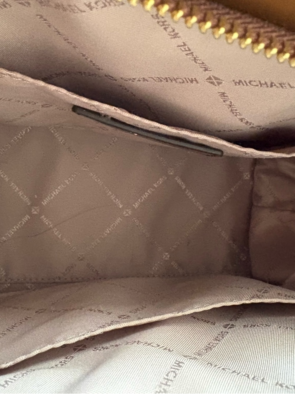 Michael Kors Avril Small Top Zip Signature Brown and Tan Satchel *No Strap - Picture 7 of 10